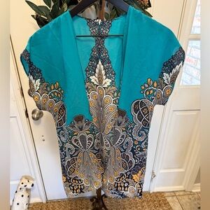 Papermoon Buckle Boho Floral Print Kaftan Open Front Cardigan Kimono M